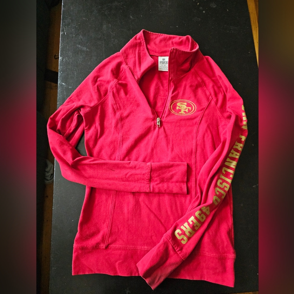 SF 49ers Scarlet Athletic Raglan Half-zip Pullover